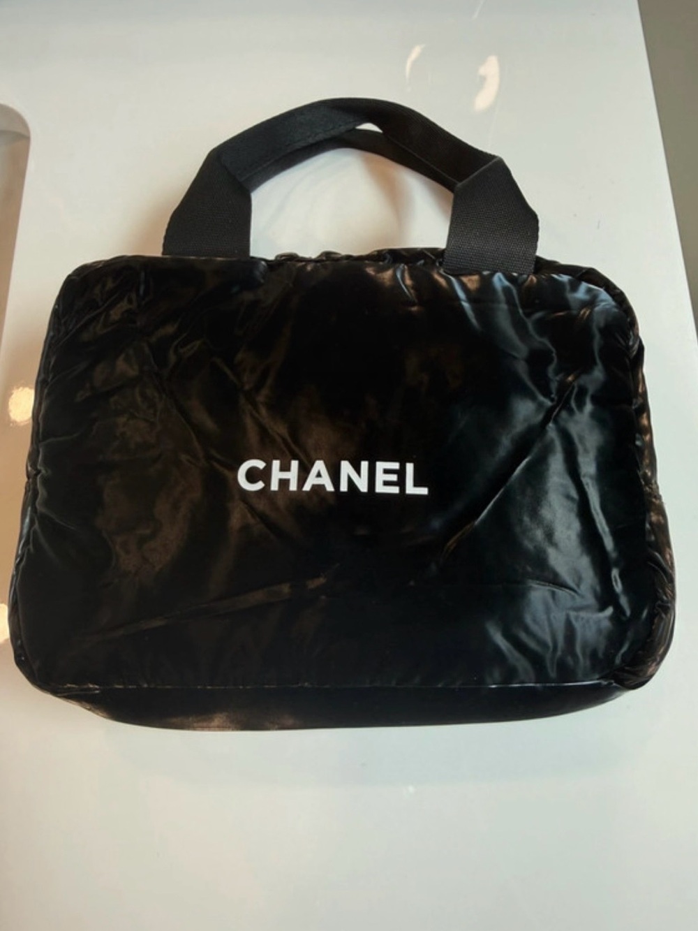 CHANEL Black Nylon Top-Handle Cosmetic Bag